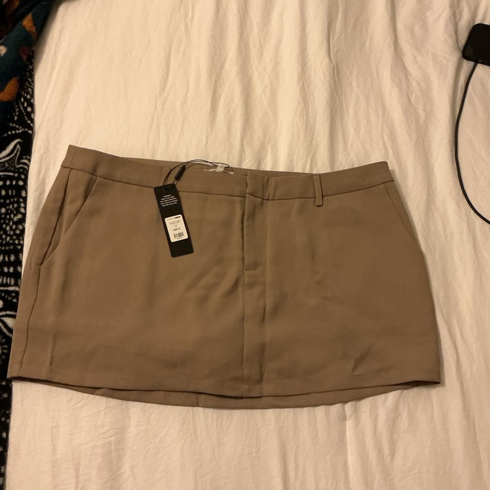 FashionNova Tan Mini Skirt